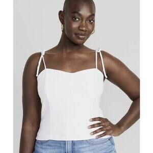 Old Navy Sleeveless Bustier Cami Calla Lily 451 White Cropped Tank Top Sz L